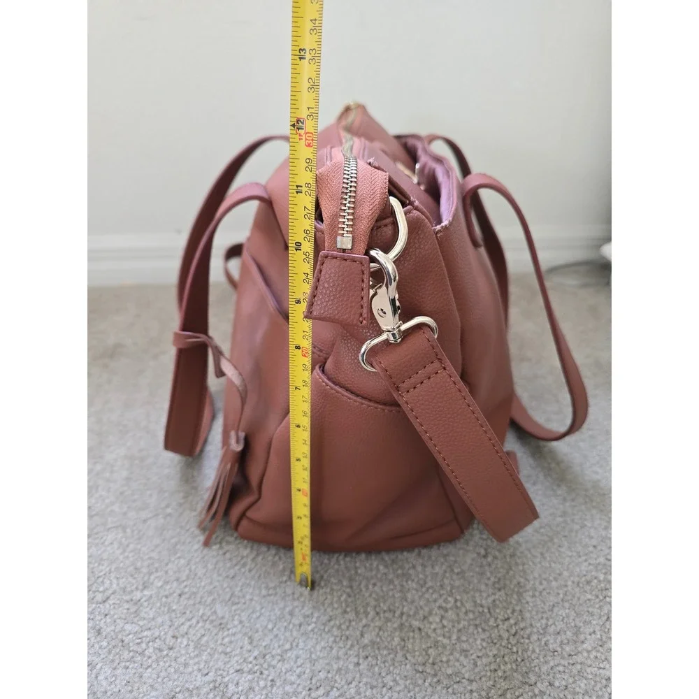 Elkie & Co. Aberdeen Cognac Brown Vegan Leather Diaper Bag Backpack Crossbody